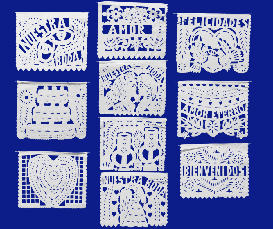 Enramada Boda Blanca Plástico Papel Picado Confestín 8516