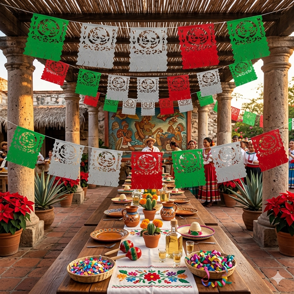 Enramada Hawaiana “viva México” - Plástico