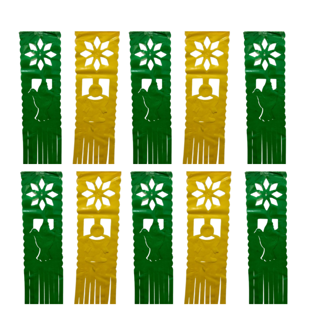 Festón de plástico Verde con Amarillo