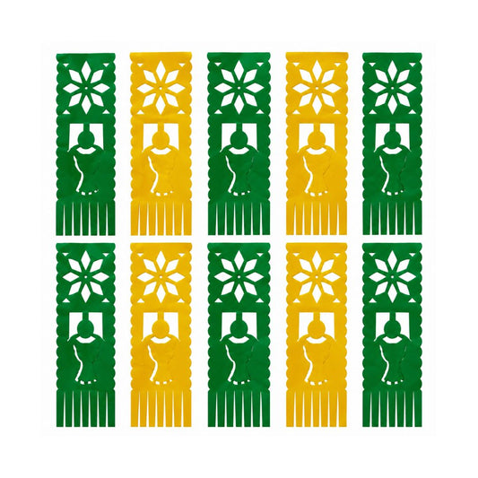 Festón de plástico Verde con Amarillo